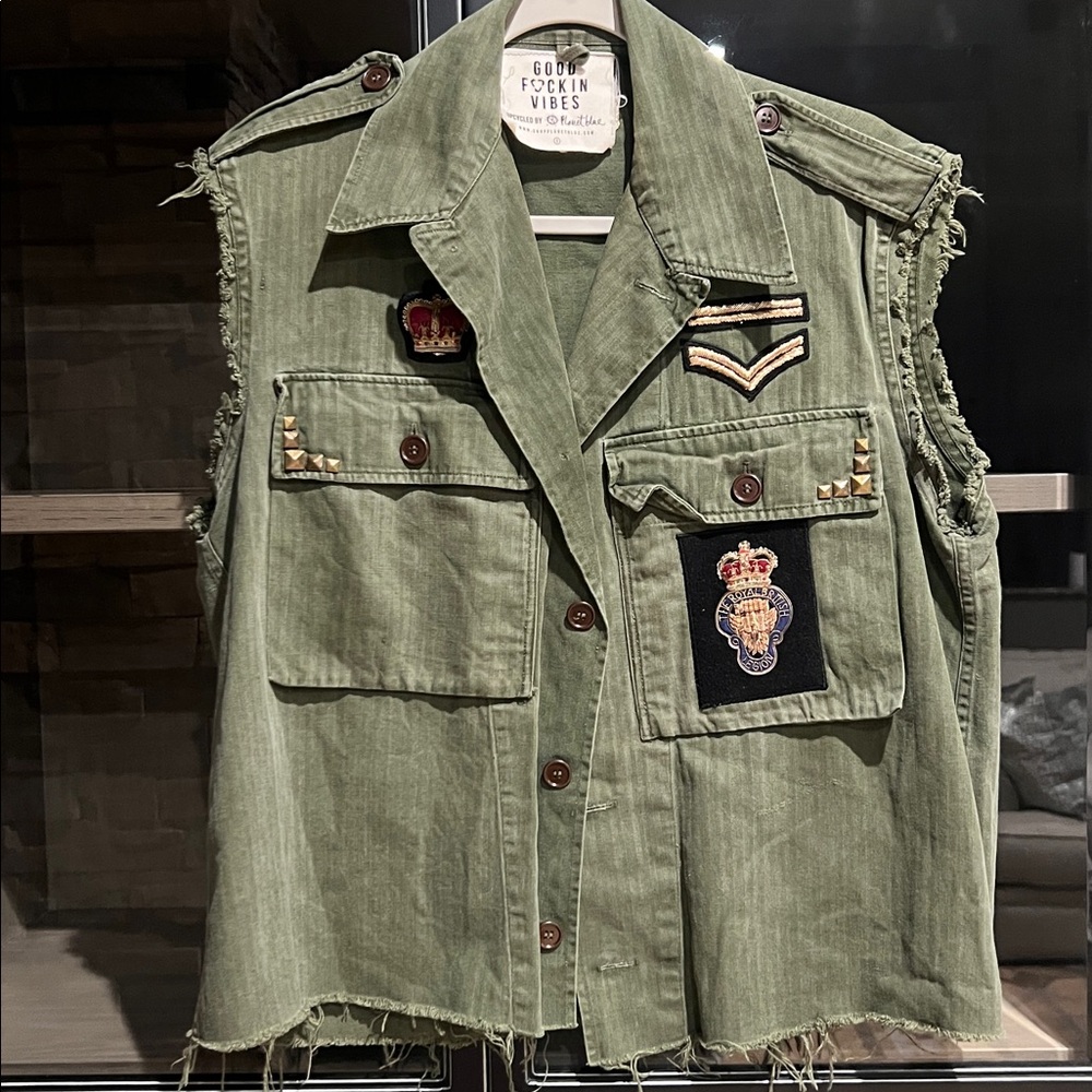 Planet Blue Green Military Vest